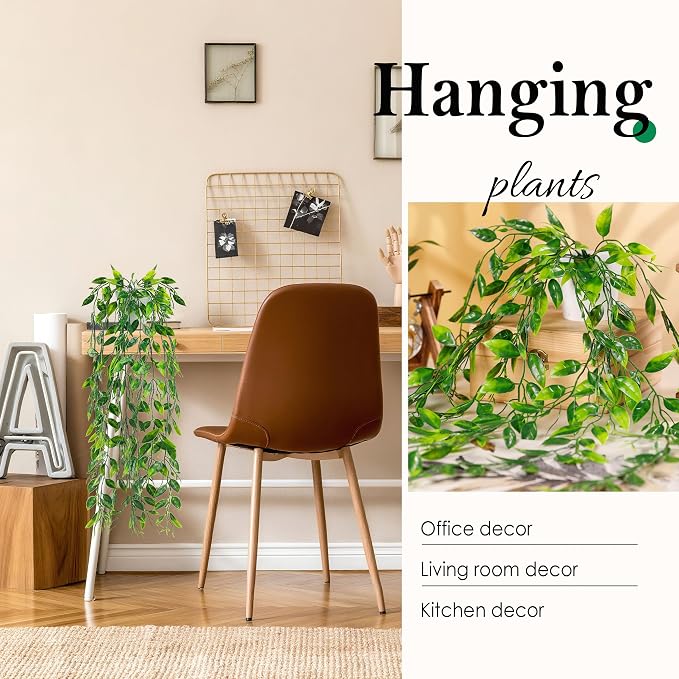 Der Rose 8Pcs Fake Plants Hanging Artificial Ivy Vine Faux Eucalyptus Hanging - Image 2