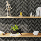 FunStick 15.8"x240" Black and Gold Grasscloth Wallpaper Self Adhesive Fabric - Image 3