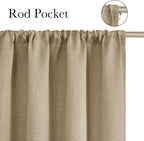 NICETOWN Oatmeal Faux Linen Room Darkening Rod Pocket Curtains 63 inch Length - Image 2