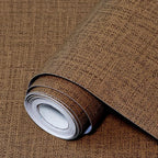 Brown Grasscloth Peel and Stick Wallpaper 17.3"x1200" Faux Linen Textured by Uooar