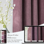 NICETOWN Greyish Purple Faux Linen Room Darkening Rod Pocket Curtains 63 inch - Image 5
