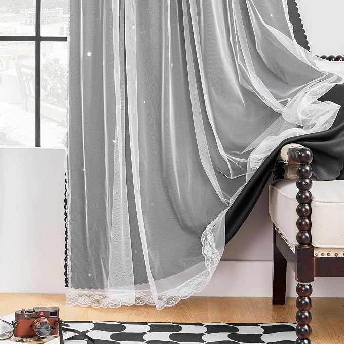 XiDi Curtains for Bedroom Decor, Rainbow Black 52/90/1 - Image 4