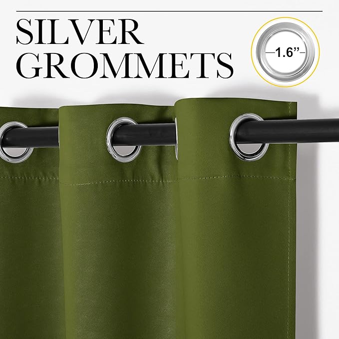 NICETOWN Olive Green Blackout Curtains 86 inches Length - Image 2