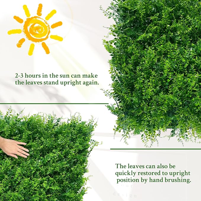 ODTORY Artificial Plants Hedge Wall Panels：20x20 Inch 16P UV-Anti Greenery - Image 7