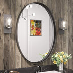 TETOTE Black Oval Bathroom Mirror, 24 x 36 Matte Black Framed Wall Mounted by TETOTE