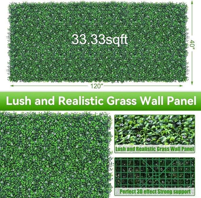 EverNture 40"x120" Grass Wall Panels, Artificial Grass Backdrop, Fake Greenery - Image 2