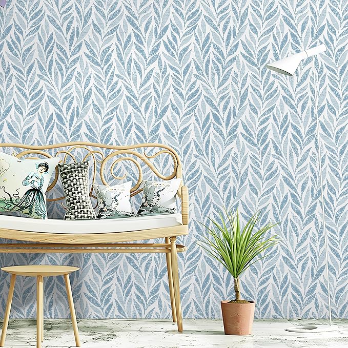Safiyya 393"x17.3" Blue Peel and Stick Wallpaper Boho Contact Paper Modern - Image 6