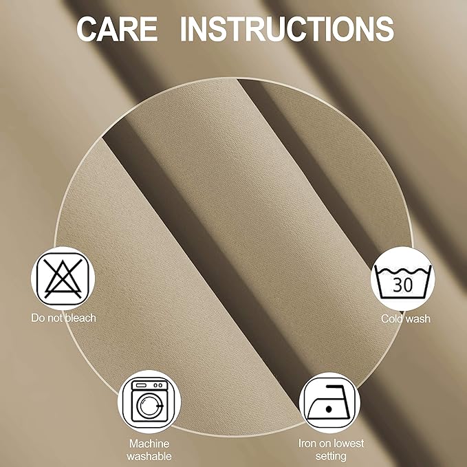 LEMOMO Beige Thermal Blackout Curtains/38 x 63 Inch/Set of 2 Panels Room - Image 4