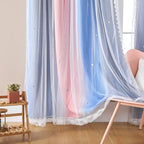 XiDi Curtains for Bedroom Decor, Rainbow PinkGreyBlue-52-90 - Image 5