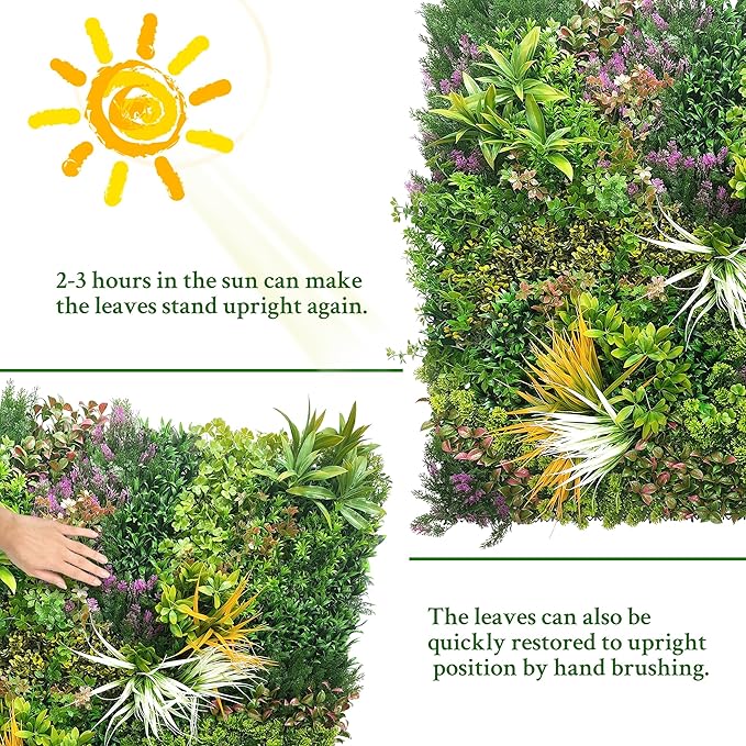 ODTORY Artificial Greenery Grass Wall Panels: 40'' x 120'' UV-Anti Faux - Image 7