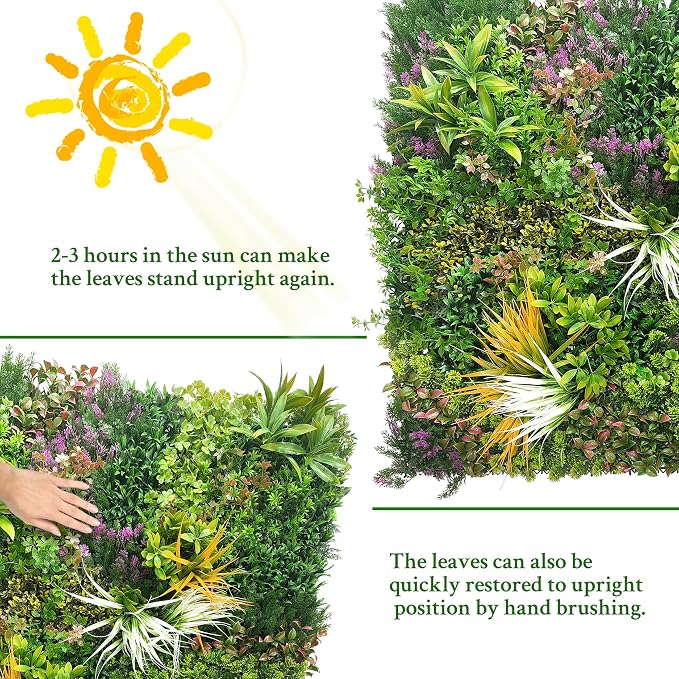 ODTORY Artificial Greenery Grass Wall Panels: 20''x 20'' 8P UV-Anti Faux Ivy - Image 7