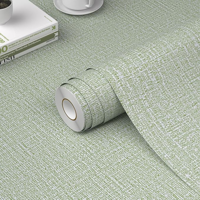 WADILE Grasscloth Peel and Stick Wallpaper 15.7in x 78.7in, Textured Contact by WADILE