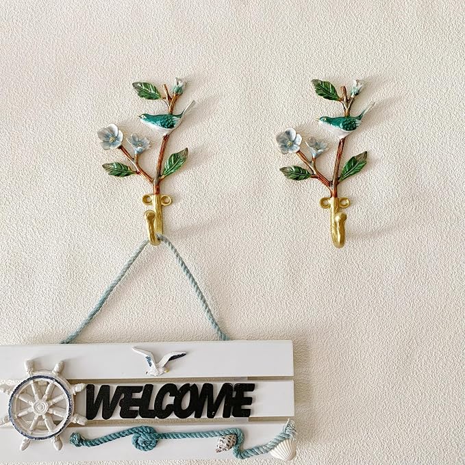 2 Pack Decorative Wall Hooks, Vintage Bird Shaped Metal Wall Hook - Image 5