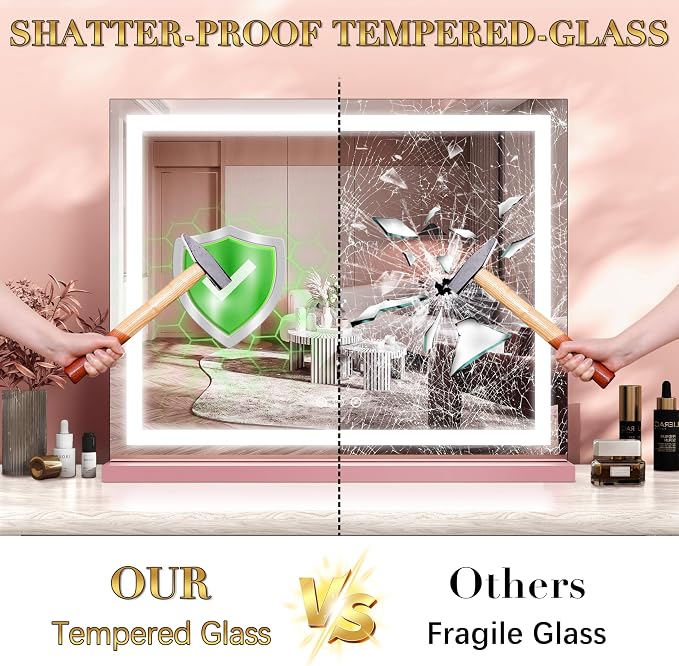 ROLOVE 23"x 18" Pink Vanity Mirror - Image 5