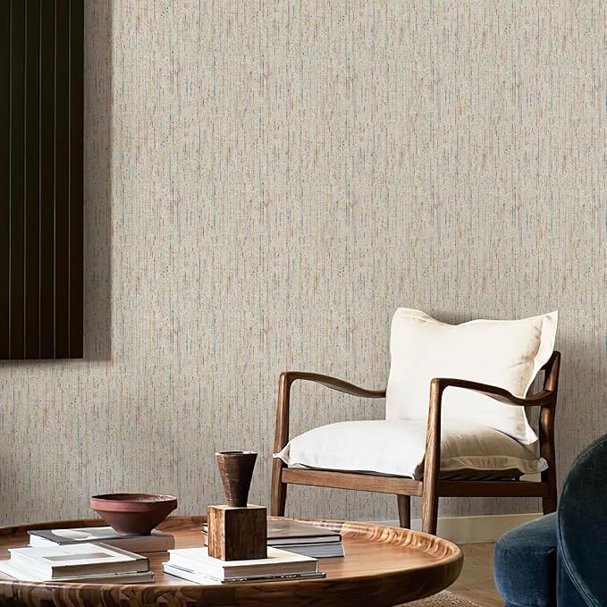 JiffDiff Woven Wallpaper Peel and Stick 17.3" x 400" Colorful Paint Grasscloth - Image 2