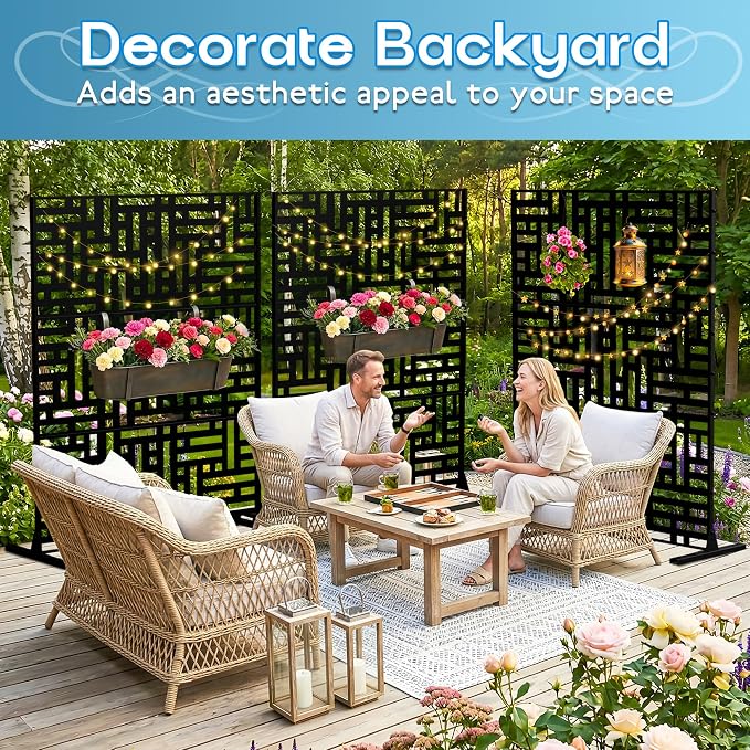 MTART Metal Privacy Screen 72" H x 47.2" Decorative Outdoor Privacy Screen - Image 6