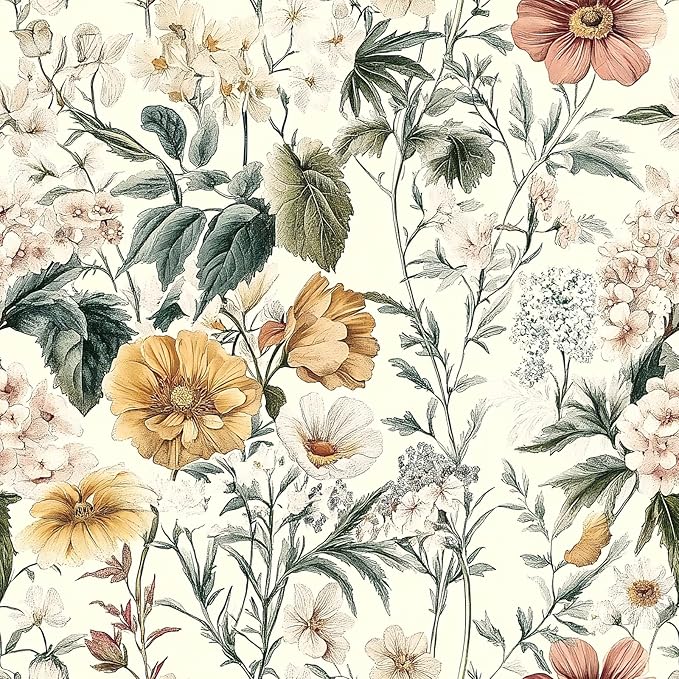 Livebor Vintage Floral Peel and Stick Wallpaper Floral Contact Paper by LiveborDirectWallpaper