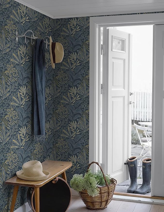 Safiyya Blue Vintage Floral Wallpaper Peel and Stick Contact Paper 17.3" x - Image 4