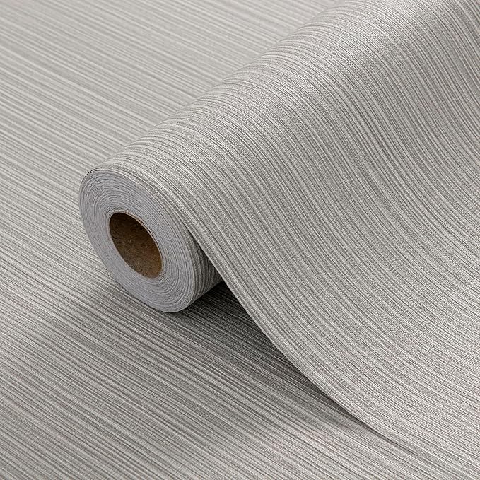 Mocha Brown Faux Grasscloth Wallpaper Peel and Stick Linen Textured 24"x394" by HyunHome