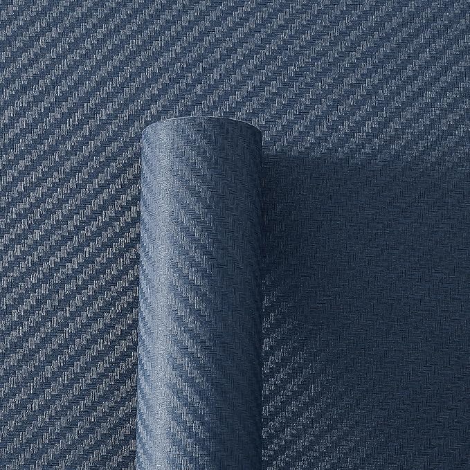 Haimin Fabric Wallpaper Textured Contact Paper Navy Blue Grasscloth Wallpaper - Image 7