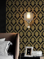 Peel and Stick Wallpaper Black and Yellow Damask Wallpaper - Image 8