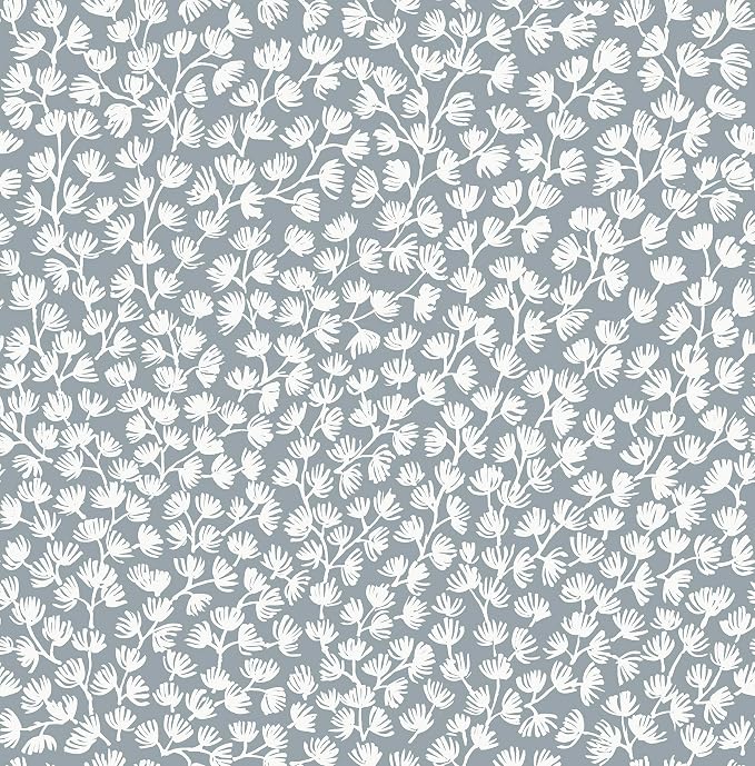 NuWallpaper x Society Social Sea Fern Slate Blue Peel and Stick Wallpaper by NuWallpaper