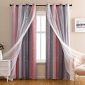 XiDi Pink and Grey Star Blackout Curtains by Addsomecolortolife
