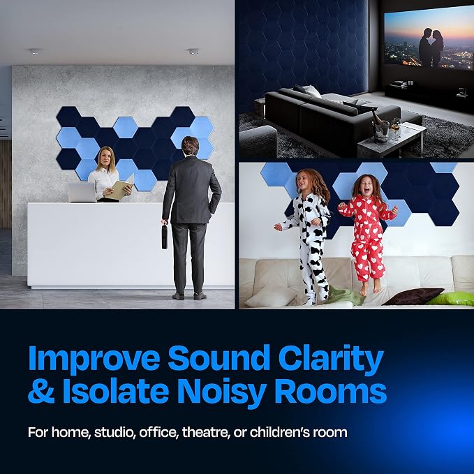 Acoustic Panels 12-Pack Soundproof Wall 12"X10.4"X0.4" - Image 4