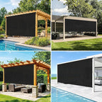 Custom Size Black Patio Shades Roll up Outdoor Roller Shade Crank Wand Blind - Image 5