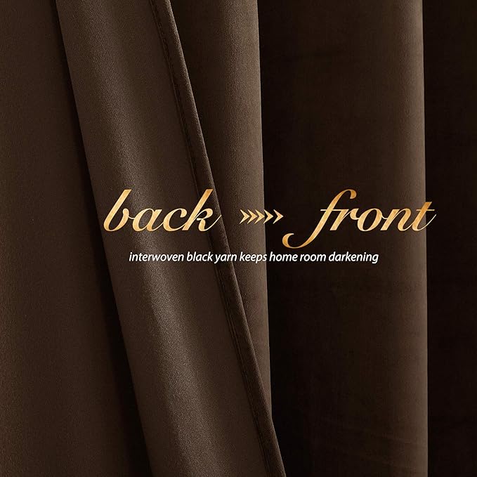 NICETOWN Thermal Insulated Brown Velvet Curtains, Sound Reducing Heavy Matt - Image 3