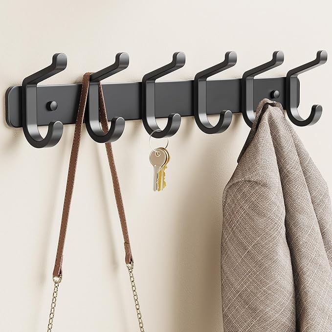 pickpiff Coat Rack Wall Mounted Heavy-Duty: Metal Coat Hanger 6 Hooks - Image 9