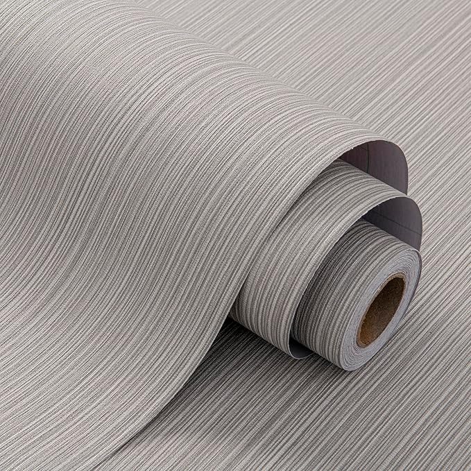 FUKU MON Grasscloth Fabric Wallpaper 24" X 394" Textured Mocha Gray Thick Linen - Image 6
