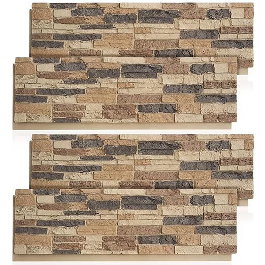 4 Pack Faux Stone Panels Interior 45.6''l x 11.8''h x 0.98''d Faux Siding by Unknown