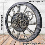 The B-Style Large Wall Clock 24 inch Moving Gear Wall Clock Oversized Vintage - Image 2