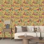 Yellow Boho Wallpaper Peel and Stick, Vintage Floral Bird Contact Paper - Image 5