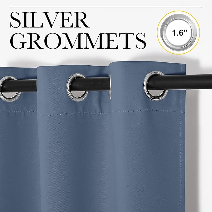 NICETOWN Stone Blue Room Darkening Curtain Panels 108" Length - Image 3