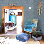 Amiya Grasscloth Wallpaper Blue Peel and Stick Faux Fabric Linen Contact Paper - Image 3