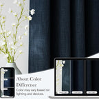 NICETOWN Navy Blue Faux Linen Room Darkening Rod Pocket Curtains 63 inch Length - Image 5