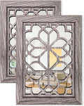 Set of 2 11x15 Inch Rectangular Shatterproof Brown Decorative Wall Mirrors by HMANGE