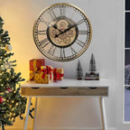 CLXEAST 28 Inch Gold Moving Gear Wall Clock - Image 7
