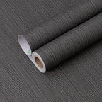 FUKU MON Dark Gray Vinyl/PVC Grasscloth Textured Wallpaper 24" X 394" Fabric - Image 2