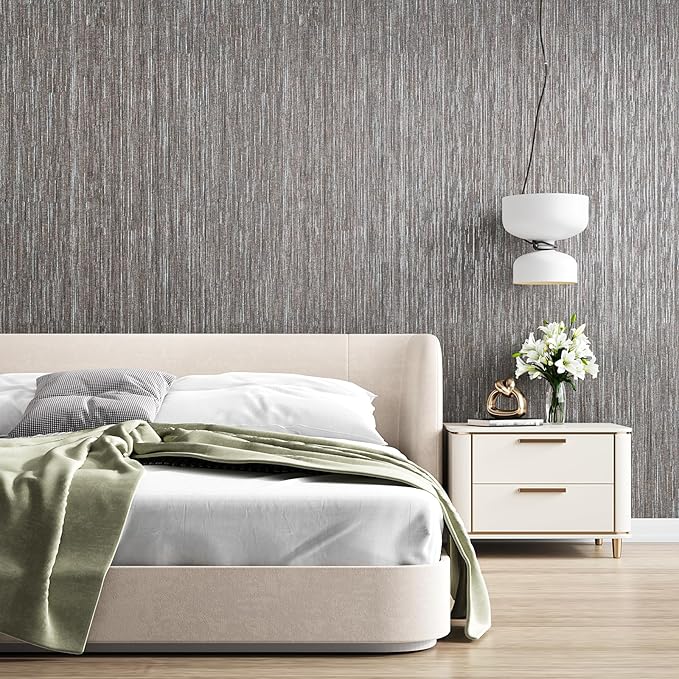 VEELIKE Lustre Brown Grasscloth Peel and Stick Wallpaper Textured Grasscloth - Image 6