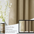 NICETOWN Short Faux Linen Oatmeal Blackout Curtains 63 inches Long - Image 3