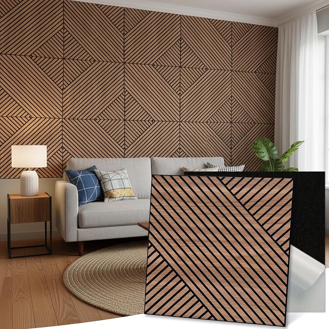 Mollywell Art Acoustic Wall Panels, 24x24 Inch 8 Pack, Wood Veneer, Sound by Mollywell