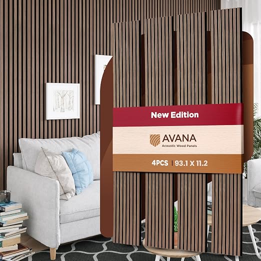 Avana Acoustic Wood Wall Panels – 93.2x11.25 Inch Panels – Fits 94x12 Layout – by AvanaHome
