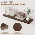 Floating Shelves for Wall Decor, 8 Inch Deep Rustic Solid Elm Wood Floating - Image 3