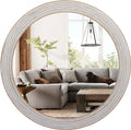Reflinto 30 Inch Rustic Farmhouse Wooden Round Mirrors by ReflintoWallDecor