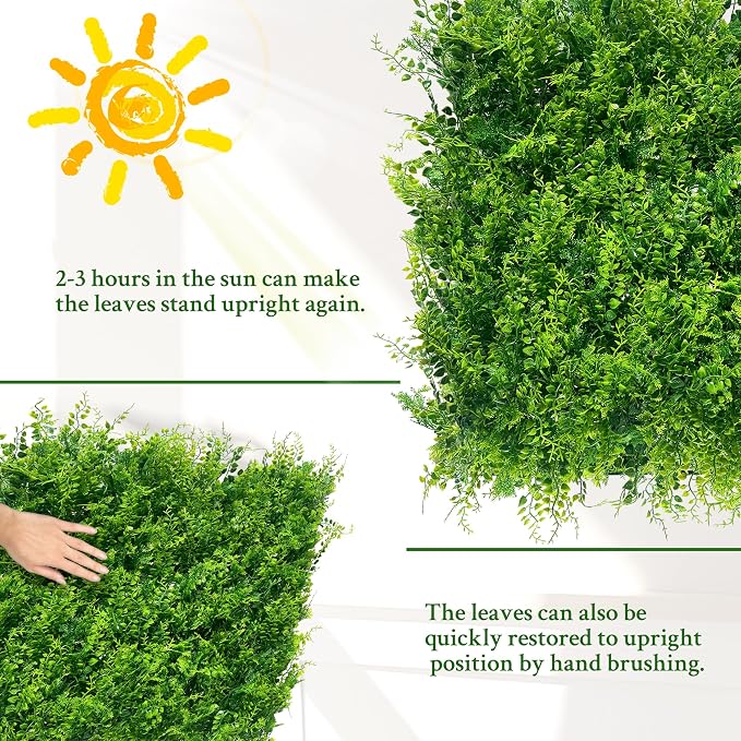 ODTORY Artificial Plants Hedge Wall Panels：20x20 Inch 12P UV-Anti Greenery - Image 7