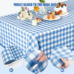 Kochorie 54 Inch x 300 Ft Light Blue Checkered Plastic Table Cloth Roll - Image 4