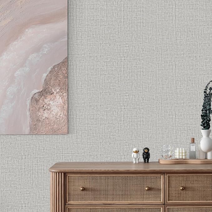 TANONE Contact Paper Peel and Stick, Grasscloth Wallpaper Self Adhesive - Image 3